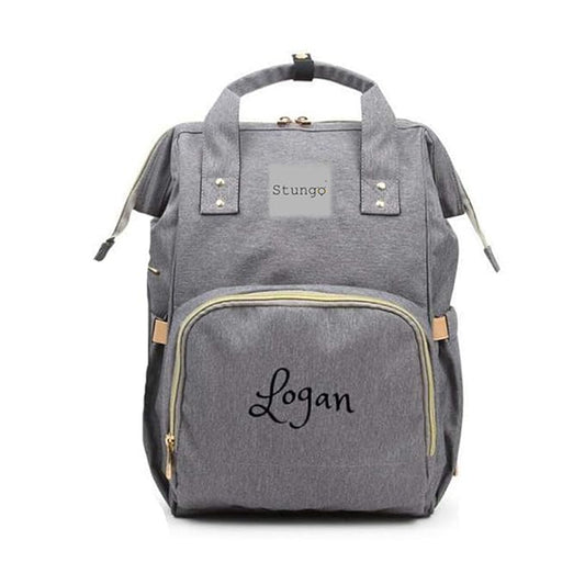 Personalized Large Diaper Bag Knapsack/Tote Bag/Backpack -Custom Monogram Embroidered for Infant/Baby Bag (Grey 2)