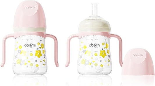 Baby Sippy Cup 240ml/8oz, Toddler Water Drinking Bottle with Non-Spill Valved Spout for 6+ Months, Pink/2Pack