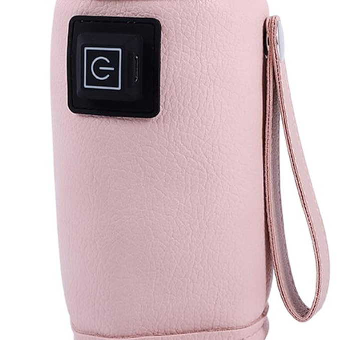 Plplaaoo USB Baby Bottle Warmer Portable Milk Heater, Fast Heating Baby Bottle Warmer with 3-Speed Temperature Adjustment, Insulated USB-Powered Bottle Warmer for Infants, Compact Design (Pink)
