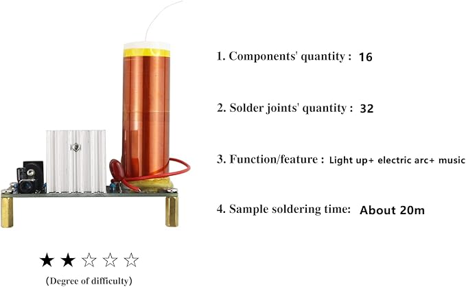 Soldering Practice Kit Music Black Tesla Coil (B)