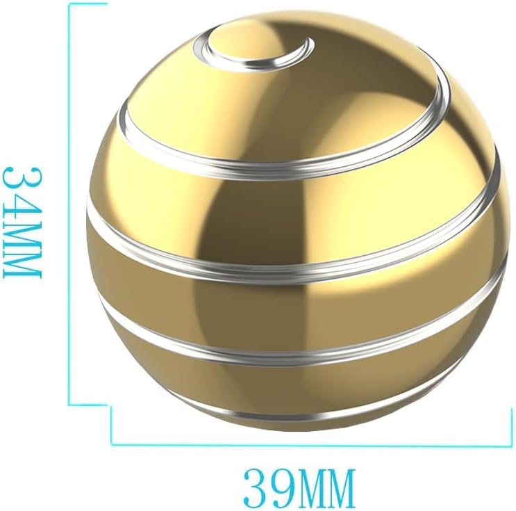 Kinetic Desk Toy Ball, 1.54'' Kinetic Desktop Spinning Toys, Optical Illusion Fidget Toys Gadgets for Adults Office Anxiety, ADHD (39MM, Gold-A)