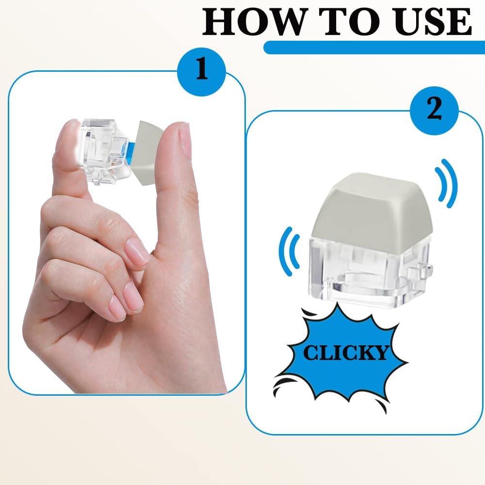 Keyboard Fidget Toys for Adults 3D Printing Keyboard Clicker Fidget Sensory Fun Toys with Keycaps Switch for Anxiety Decompression (Grey)