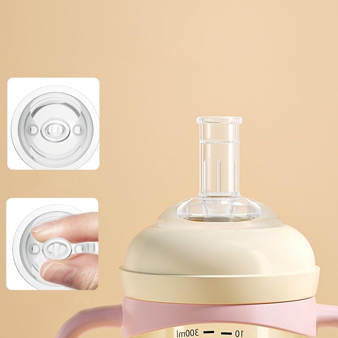 Toddler Sippy Cup 10oz, Weighted Straw Baby Drinking Water Bottle with Valved Spout for 6+ Months, 300ml/Green/3Pack