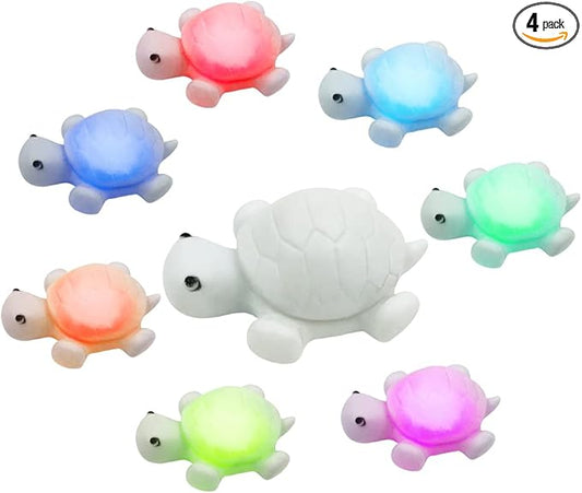 AFUNTA 4 PCS Cute Turtle Night Lights, 7 Color Changing 3D LED Lamp for Kids Room, Christmas Home Decor Gift