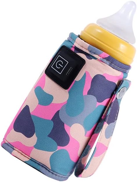 Car Travel Bottle Warmer,5V 2A USB Heating Bottle Warmer 40°C-60 °C Three Gear Adjustable Car Travel Milk Bottle Warmer Milk Heat Keeper Lightweight Milk Heater Cover,Pink