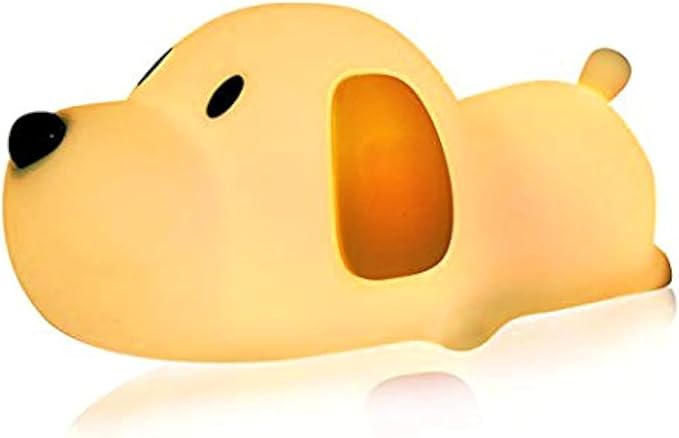 Silicone LED Papa Puppy Night Light Touch Sensor Switching Night Lamp, Transform Between Warm White 2700K and White 6500K, Safe SIL+ABS, Sleep Timer Setting for Kids Babies Bedside and Nursery