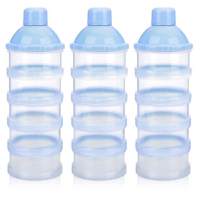 Accmor Formula Dispenser On The Go, 5 Compartments Stackable Formula Container for Travel, Baby Milk Powder Kids Snack Container, BPA Free