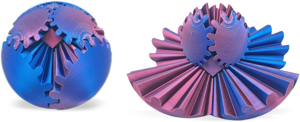 3D Printed Gear Ball, Gears phere Gear Ball Fidget Toy, Puzzle Balls, Fidget Ball, Cube Fidget Toy ,Gear Ball Toys for Classroom Prizes, Party Birthday, Anxiety Relaxing and Stress. (Purple)