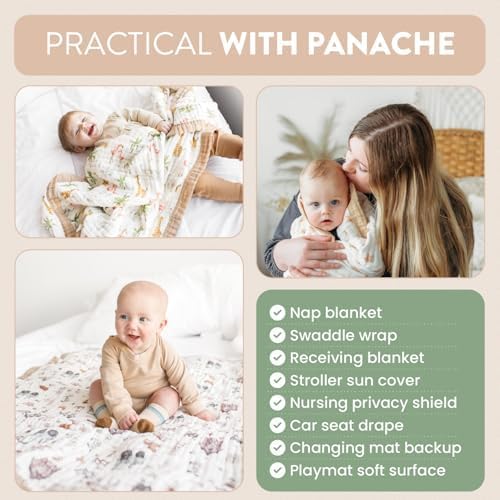 Organic Cotton Muslin Baby Blanket for Boys and Girls - Luxurious Soft Toddler Quilt for Swaddling - Gender Neutral Blanket - Baby and Toddler Gift - Pastel Floral