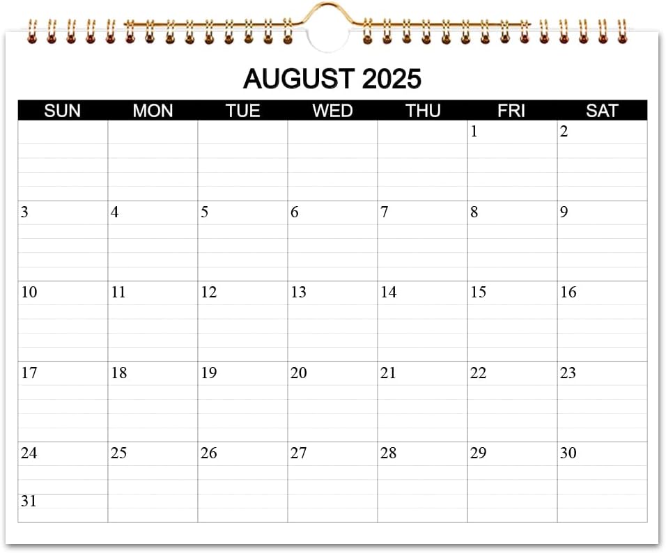 Calendar 2025-2026 - Wall Calendar 2025-26 Runs from August 2025 to December 2026, 17 Months Calendar with Thick Paper for Planning at Home or Office, 8.5 x 11 Inch, Black