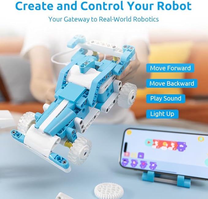 WhalesBot D1 21-in-1 STEM Coding Robot Kit for Kids (Ages 4+), 280+ Pieces Educational Building Set with APP-Controlled & Programming, 3D APP Guidance, Ideal Toy Gift for Boys & Girls