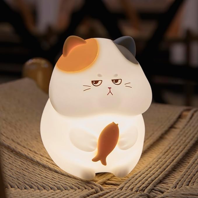 S NMT Cute Cat Silicone Night Light 7 Colors Changeable 3 Brightness Rechargeable Timing Sleeping Lamp Kawaii Cordless Night Lights for Kids Room Decor