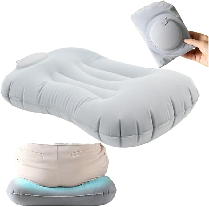 Portable Lightweight Mini Inflatable Pad,Stadium Booster Seat Bleacher Cushion,Foldable Waterproof Sitting Pad to Raise Height for Outdoor Camping Hiking Beach Office (Grey)