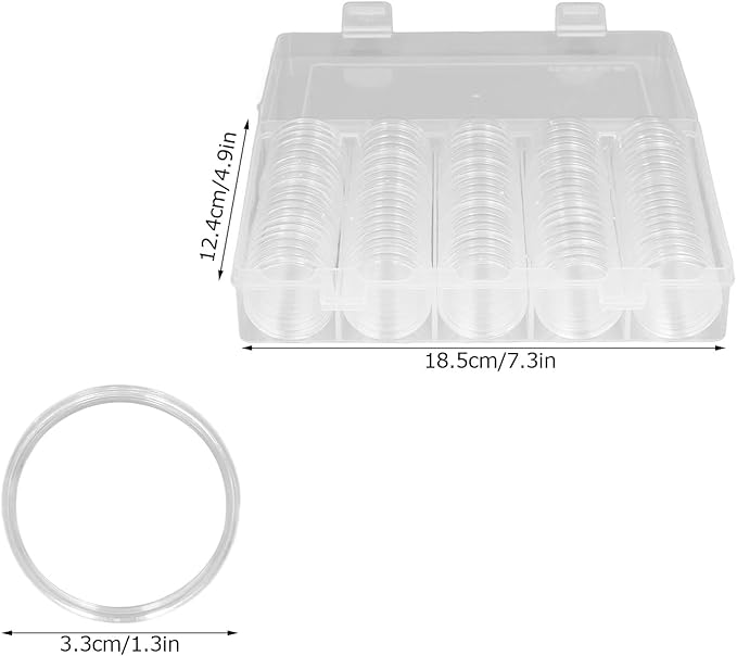 100pcs Coin Capsules 30mm, Coin Case Storage Box Coin Holder for Coin Collection Supplies