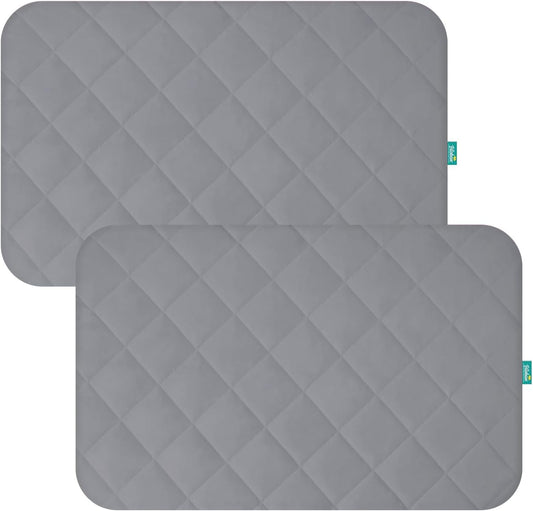 Pack and Play Sheets Fitted Waterproof Pack and Play Mattress Protector Pad Cover 2 Pack Gray Quilted 39" x 27"