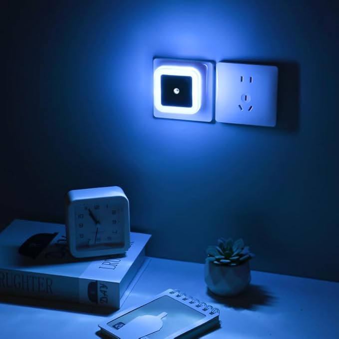 Night Lights Plug into Wall - 4-Pack Blue Nightlight Smart Dusk to Dawn Sensor Plug in LED Lighting, Safe Auto-On/Off Lamp for Kids Adults Home Living Room Kitchen Bedroom Bathroom Toilet Hallway