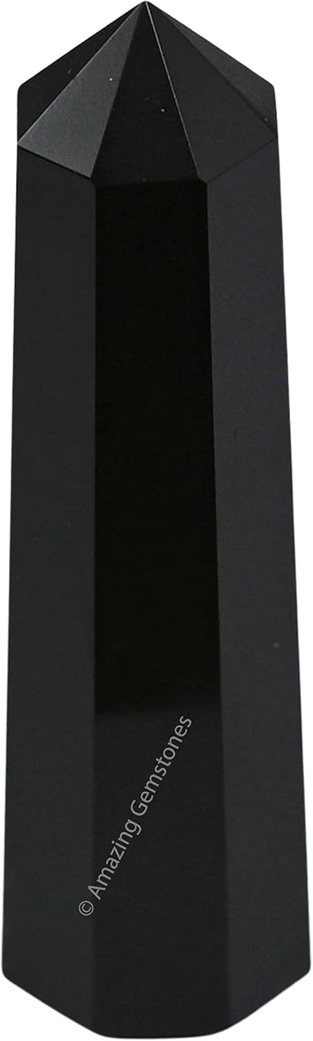 Amazing Gemstone Black Obsidian Crystal Towers ~ Natural Healing Crystal Point Obelisk for Reiki Healing and Crystal Grid (3- Inch)