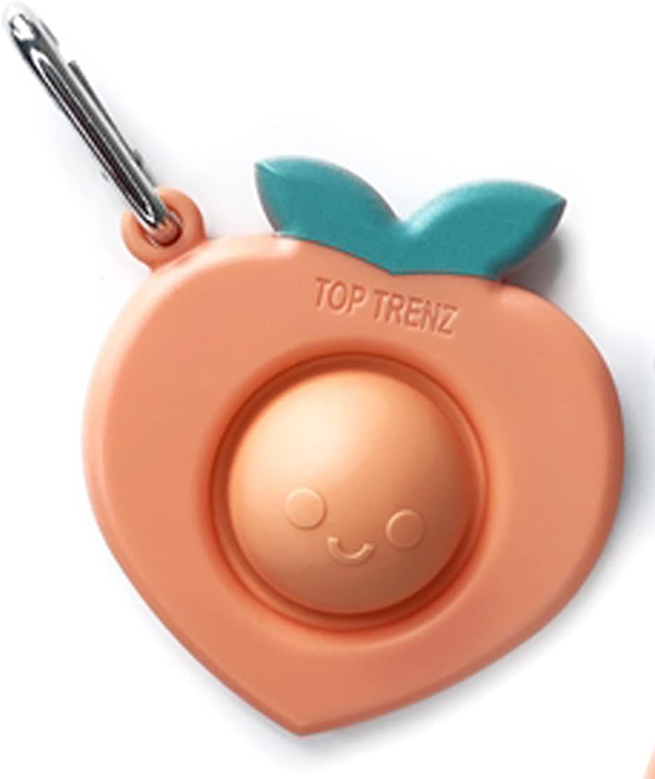 TOP TRENZ OMG Pop Fidgety Bubble Fidget Toy Stress Relief Anxiety Boredom Keychain (Peach)