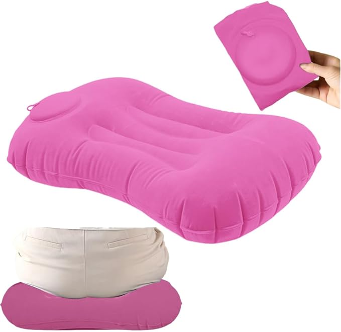 Portable Lightweight Mini Inflatable Pad,Stadium Booster Seat Bleacher Cushion,Foldable Waterproof Sitting Pad to Raise Height for Outdoor Camping Hiking Beach Office (Pink)