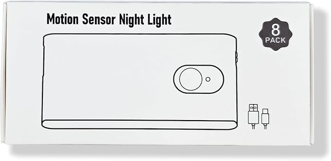 WILLED Rechargeable Night Lights, Warm White Motion Sensor Night Lights, Wireless Stair Lights Indoor for Stairway, Hallway, Kitchen, Closet, Cabinet, Bedroom, Kids' Room(8-Pack)