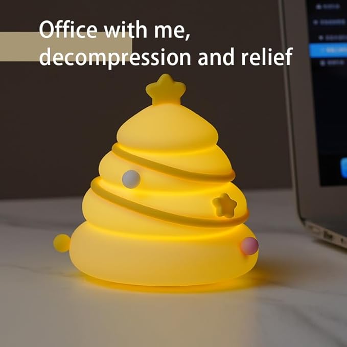 LED Christmas Tree Night Light, 3 Level Dimmable Nursery Decor, Cute Lamp Silicone Squishy Light, Rechargeable Bedside Touch Lamp for Breastfeeding Toddler Baby Kids Decor