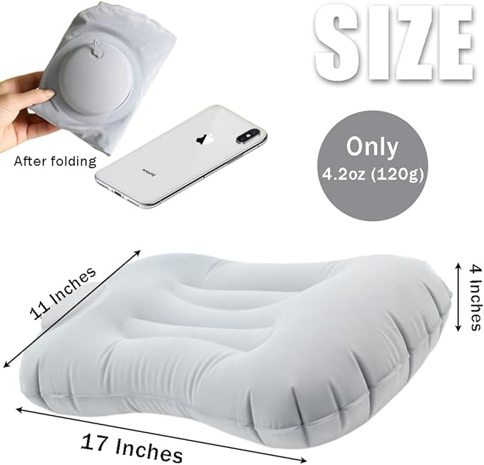 Portable Lightweight Mini Inflatable Pad,Stadium Booster Seat Bleacher Cushion,Foldable Waterproof Sitting Pad to Raise Height for Outdoor Camping Hiking Beach Office (Grey)