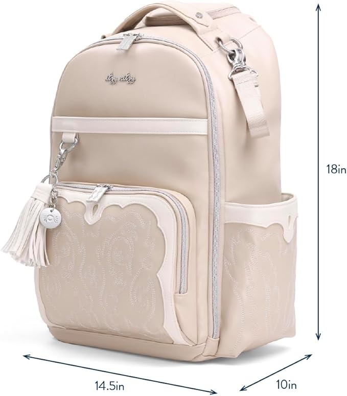 Itzy Ritzy Diaper Bag Backpack – Large Capacity Boss Plus Baby Backpack Diaper Bag Featuring 19 Pockets, Changing Pad, Stroller Clips, and Comfortable Backpack Straps, Oat