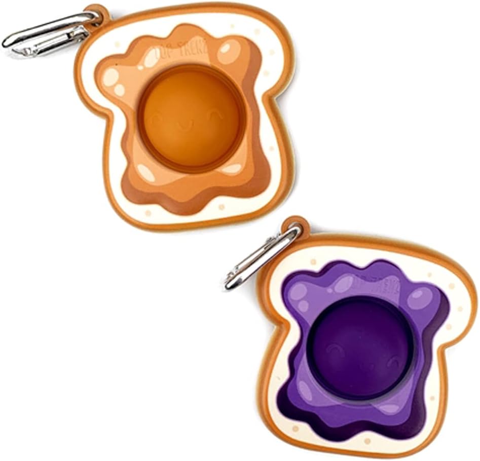 Top Trenz OMG Pop Fidgety Bubble Fidget Toy Stress Relief Anxiety Boredom Keychain (BFF- PB & J)