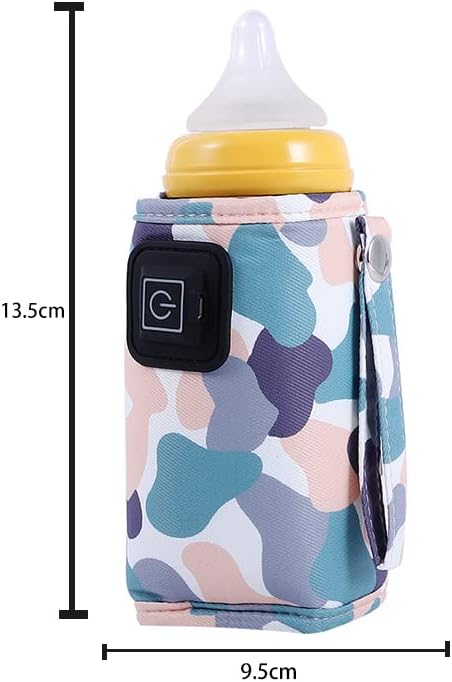 Car Travel Bottle Warmer,5V 2A USB Heating Bottle Warmer 40°C-60 °C Three Gear Adjustable Car Travel Milk Bottle Warmer Milk Heat Keeper Lightweight Milk Heater Cover,White