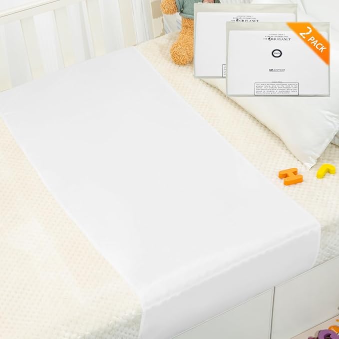 PROMEED 2 Pack 23 Momme Silk Crib Slip for Baby Hair, No More Bed Head and Baby Bald Spots, 100% Silk Crib/Bassinet Sheets for Baby Boy/Girl (White)