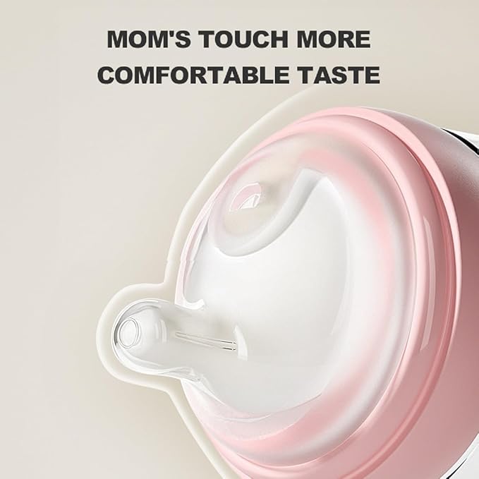 Baby Bottle Nipple, Off- Centered Nipples,100% Silicone,Replacement Baby Bottle Nipple for Babies, Newborn,Preemie 0-3 0-6 6-12 12+ Months 2 Pack (L(6-12 Month))