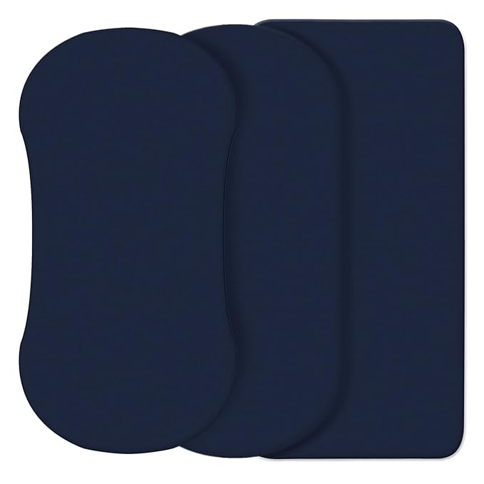 CaSaJa Navy 3 Pack Bassinet Sheet Set, Silky Soft Handfeel with Comfy Napping Surface for Baby Boy and Girl, Flexible Fits Various Kinds of Cradle and Bessinet Mattress Up to 15" x 30" and Breathable