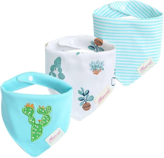 JN&LULU 3 Pack Newborn Baby Bibs Bandana Drool Bibs for Drooling Cotton Baby Gifts