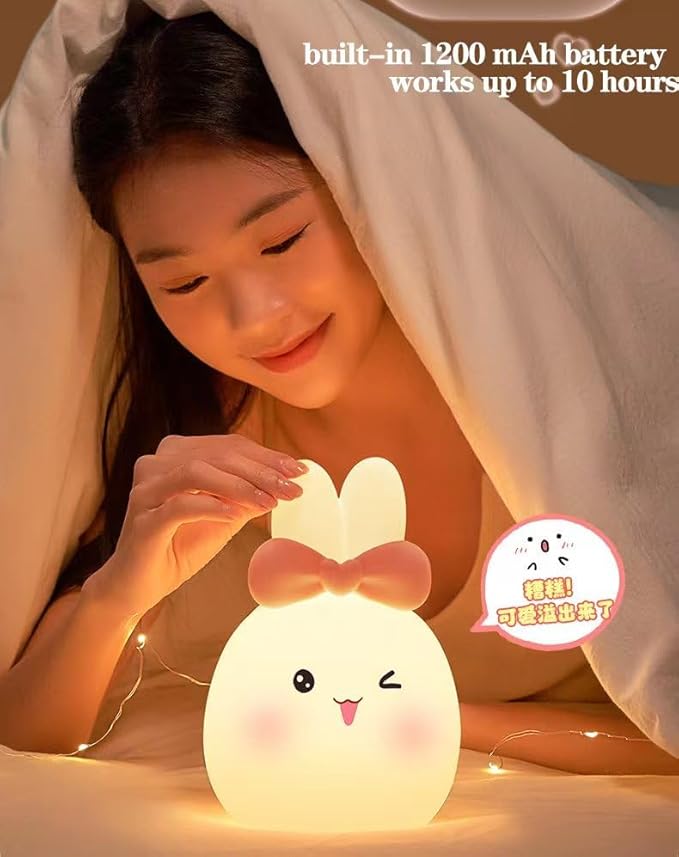 Cute Kids Night Light Night Lamp Night Lights for Kids Bedroom Toddler Baby Portable Silicone Battery Led Nightlight Nursery (Sweet Cat)