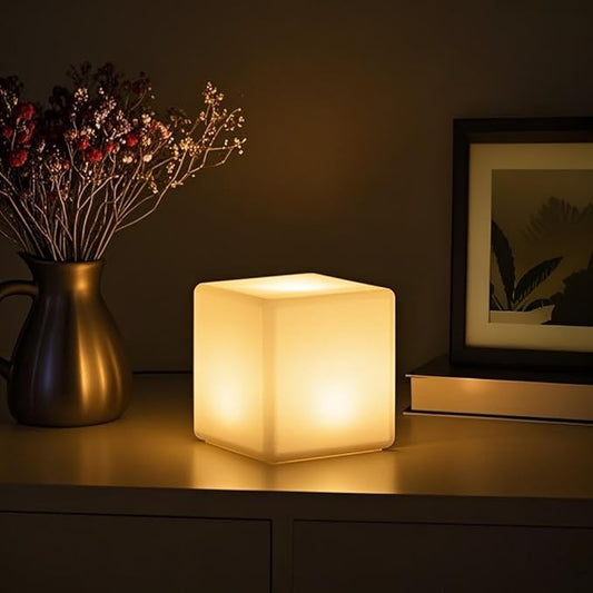 6-inch LED Cube Light, RGB 16 Colors Tesseract Cube w/Remote, Cordless Cosmic Cubes LED Mood Lamp, Waterproof Rechargeable Beside Night Light for Home Nursery Party Decor & Gift