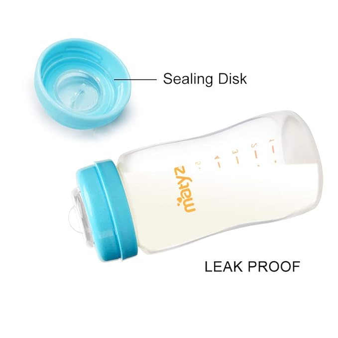 Matyz 4-PACK Wide Mouth Breast Milk Storage Containers With Lids (Blue, 8oz Each) - Freezer Safe Breastmilk Storage Bottles - Breast Pump Accessories For Medela Spectra Avent Breast Pumps