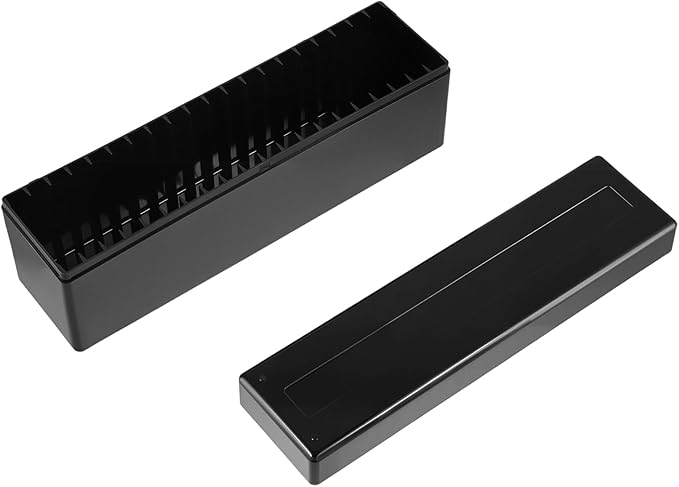 JAPCHET 8 Pack Coin Slab Storage Box with 20 Slab Coin Holders, Black Plastic Coin Case for Collectors 2.7 x 10.4 x 3.5 Inch