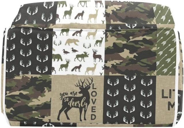 Little Antler Man Woodland Camouflage Diaper Bags with Name Waterproof Mummy Backpack Nappy Nursing Baby Bags Gifts Tote Bag for Women