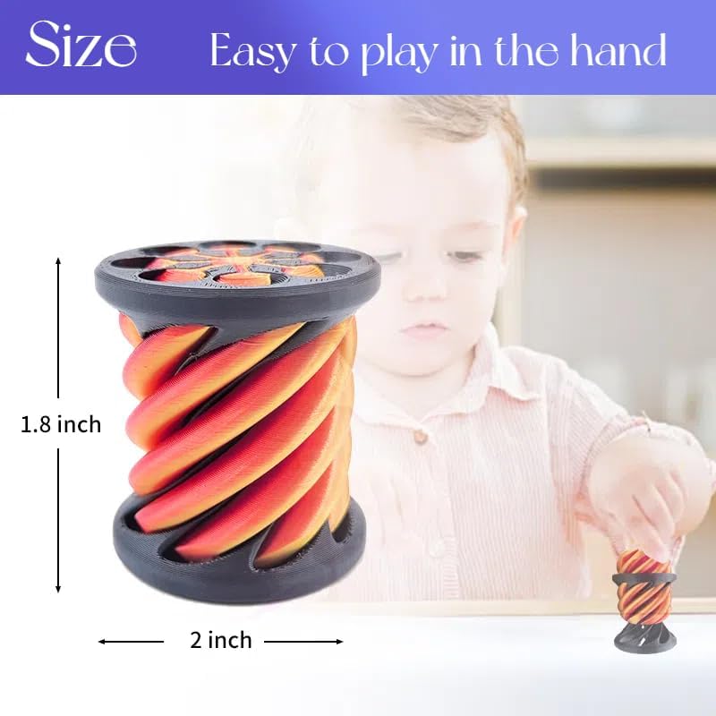 Impossible Pyramid Passthrough Sculpture, Pass Through Pyramid, 3D Printed Spiral Cone, Mini Vortex Thread Illusion (Red)