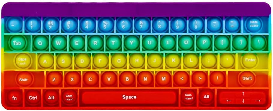 Push Toy Pop Bubble Fidget Sensory Toys Push It Pop Fidget Toys Rainbow Keyboard Shape, Pop Silicone Popper Toy Anxiety Stress Reliever Relief Autism Learning Materials Game Gift for Kids (Rainbow)