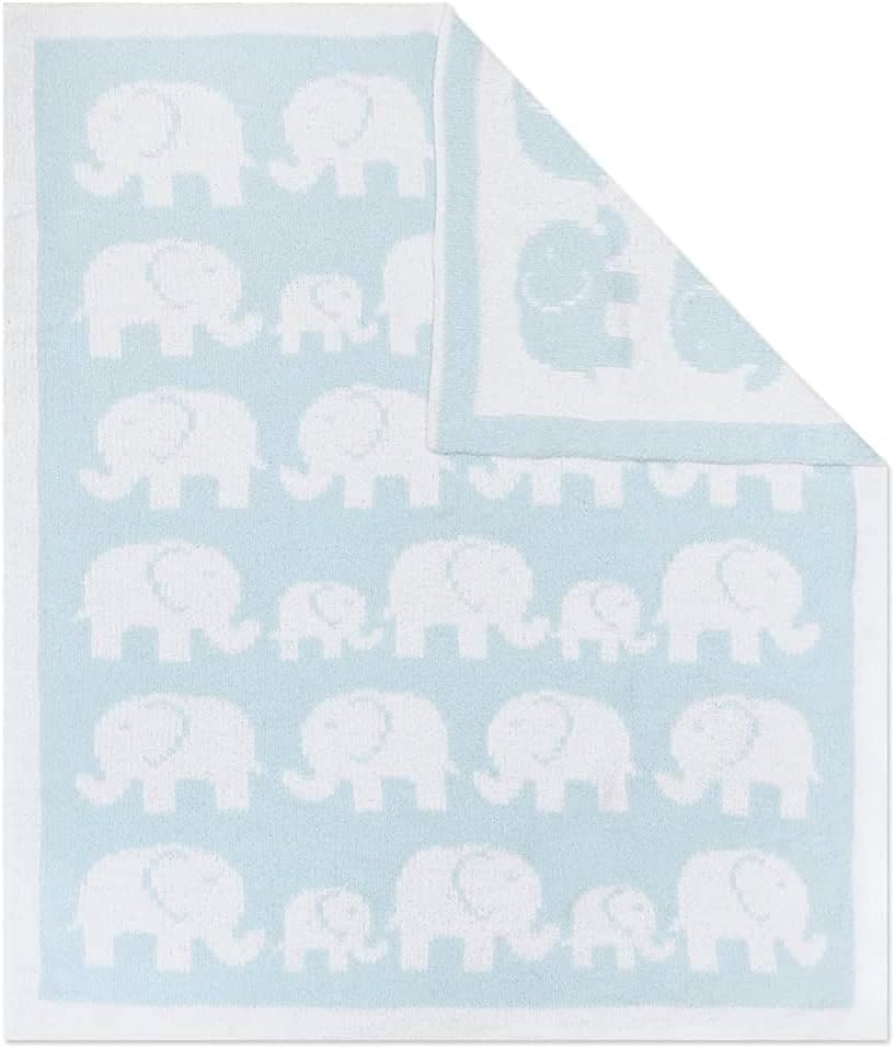 Living Textiles Chenille Baby Blanket - Blue Elephant Ultra Soft, Thick, and Versatile | Warm Blanket for Newborns, Throw Blanket for Crib, Stroller Cover | Perfect Baby Gift 40 x 30 inches