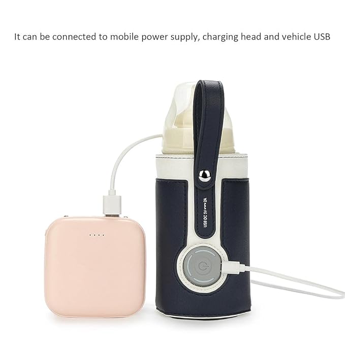 GOTOTOP Bottle Warmer Bag Portable Baby Bottle Warmer Leather Three Gears Adjustable Heated Bottle Bag Car Portable Thermostat Heating Cup Cover (c)