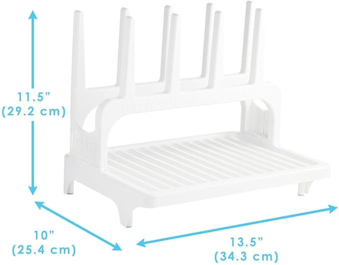 PopYum Glacier White Space Saving Drying Rack from 100% Recycled Bottles, countertop for Baby Bottles, Plastic Bags, Cups, Glass, tumblers, Compact