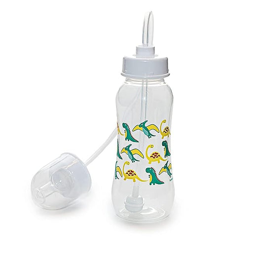 Hands-Free Baby Bottle - Anti-Colic Nursing System 9 oz Baby Bottle with Fast Flow Nipple/Teat 3m+ Infant with Tube Straw Feeding System for Toddler (1 Bottle - Dinosaur)