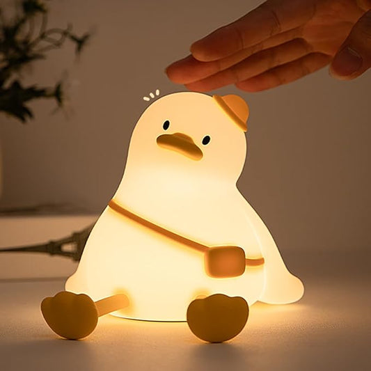 Duck Night Light for Kids 3 Levels Dimmable Silicone Animal Nursery Light,Adorable Rechargeable 30min Timmer Novelty Bedside Touch Lamp,Baby Nursery Kids Room Decor,Gifts for Girls boy