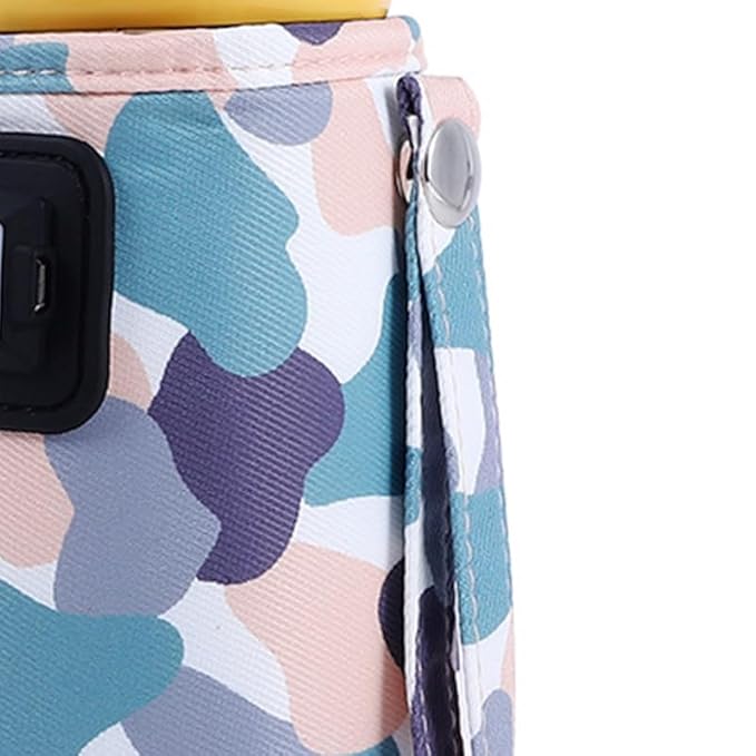 Plplaaoo USB Baby Bottle Warmer Portable Milk Heater,Fast Heating Baby Bottle Warmer with 3-Speed Temperature Adjustment,Compact Insulated USB-Powered Bottle Warmer for Infants(Light Camouflage)