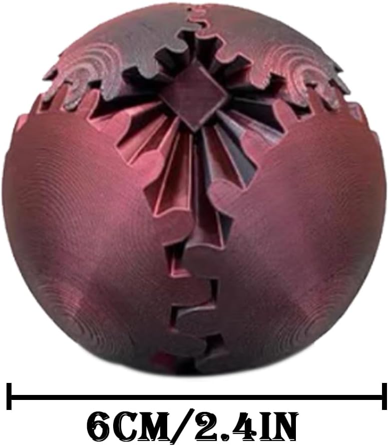 3D Printed Gear Ball Cube Ball Decompression Gear Sphere Toy Stress Ball, Gear Toys Fidget Ball, Relief Desk Decoration for Christmas Toy Gear Toy for Stress and Anxiety Relaxing (Black)