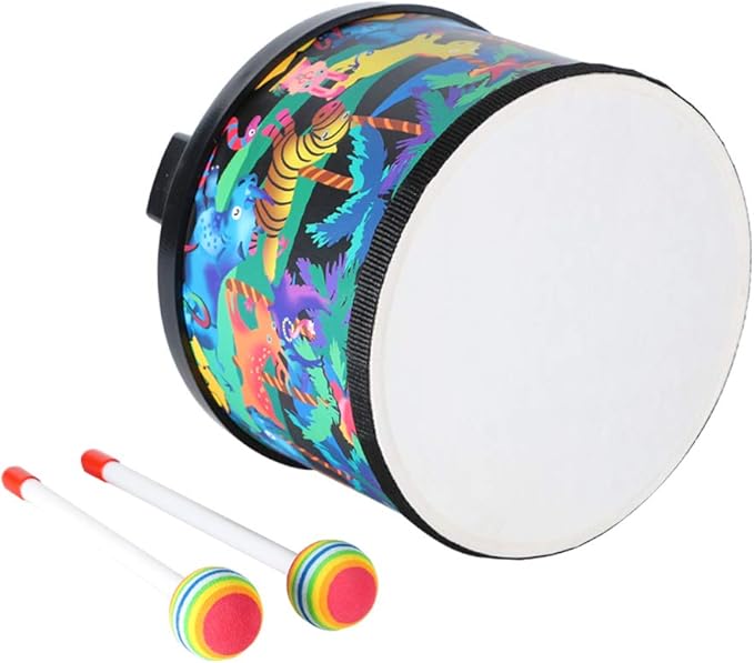 Floor Tom Drum for Kids 8 inch Percussion Instrument Music Drum with 2 Mallets for Baby Children Special Christmas Birthday Gift, Black