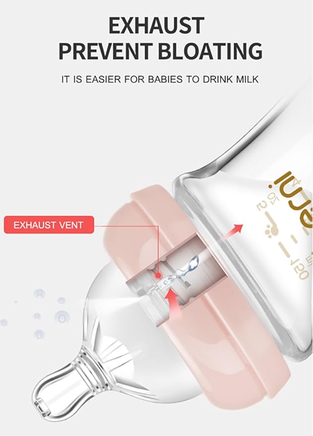 Glass Baby Bottles,Anti Colic Breastfeeding Bottle with Natural Response Nipple Size S,Wide Neck Slow Flow Baby Bottle for Baby,Newborn,Preemie 0-3 0-6 Month,BPA Free (Green, 2 Pack, 5 Ounce)