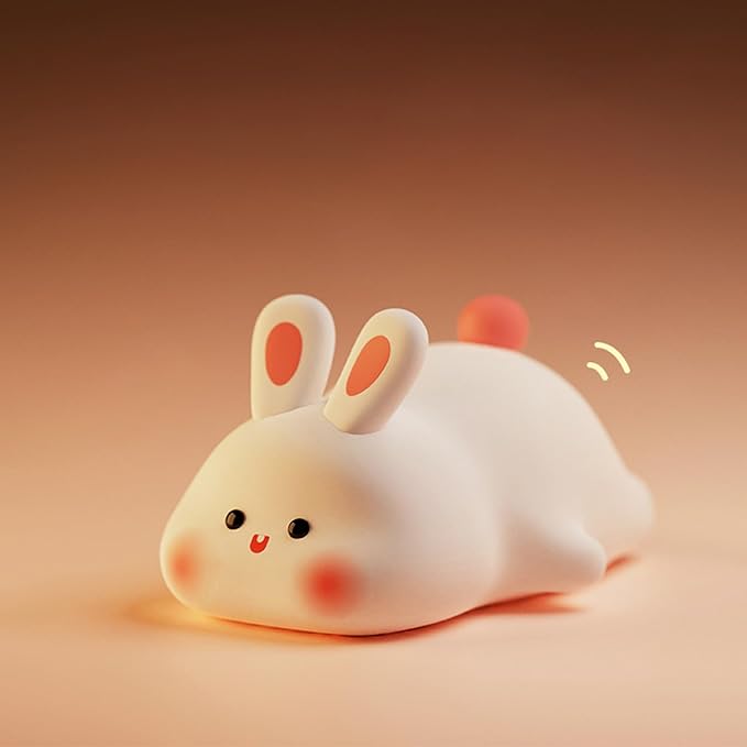 Bunny Night Light, Cute Silicone Rabbit Lamp, Dimmable LED Nursery Nightlight, Rechargeable Touch Control with Timer, Kids Bedroom Baby Lamp Easter Gift